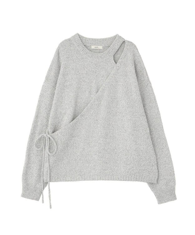 earth music&ecology サイドリボンカシュクールニット Gray
