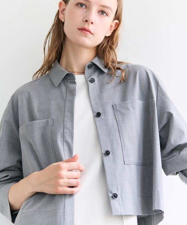 BEIGE， APOPHY / ステッチディテールショートシャツジャケット L.Gray