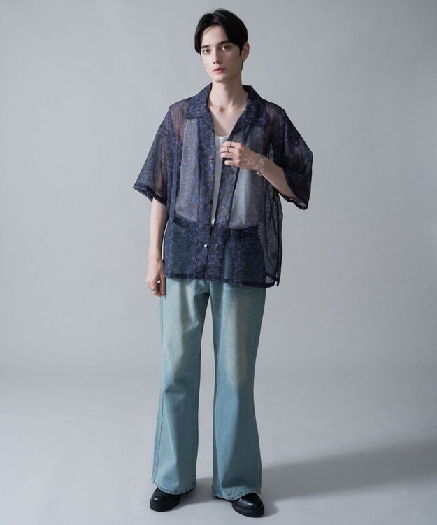 WEGO メッシュパターンオープンカラーシャツ（SS） 柄2