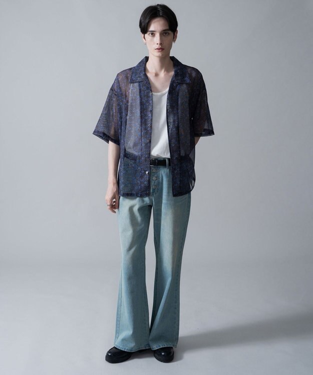 WEGO メッシュパターンオープンカラーシャツ（SS） 柄2