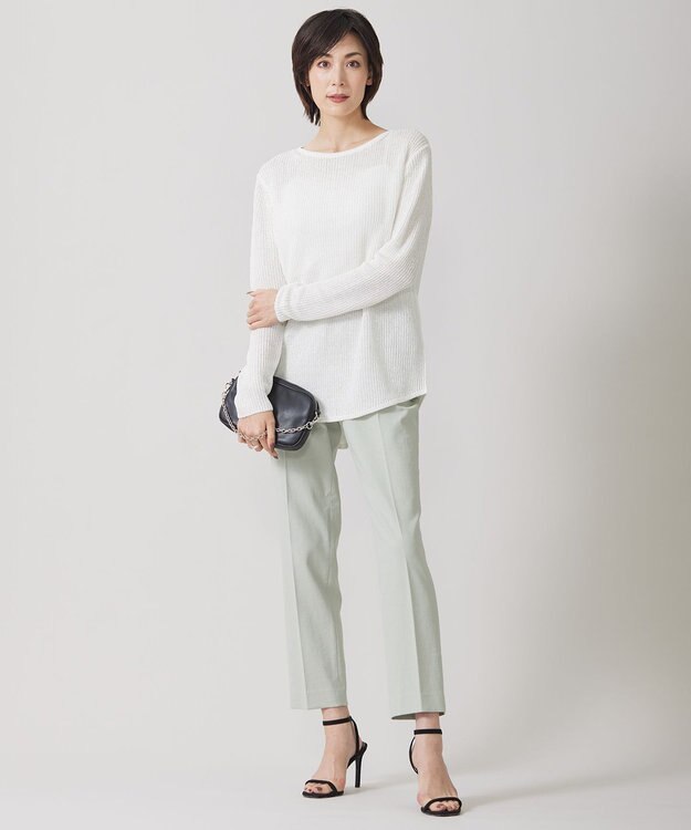 ICB L 【洗える】 ペーパーブレンドシャインニット プルオーバー オフホワイト系