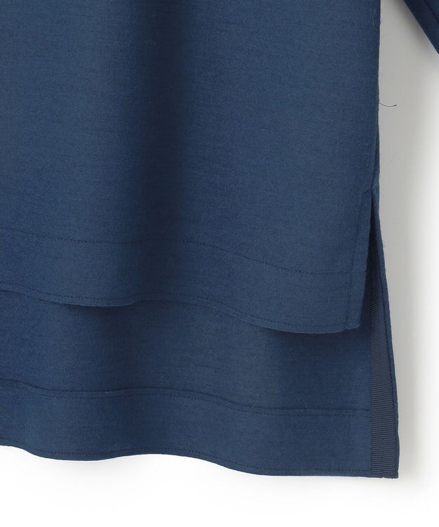 23区 【洗える】ウールミルドジャージー ボトルネック プルオーバー ダルブルー系