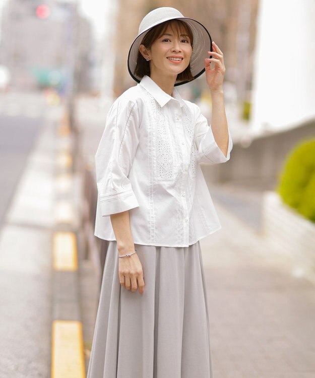 J.PRESS LADIES 【洗える】トリコットバイオ フレア スカート ベージュ系