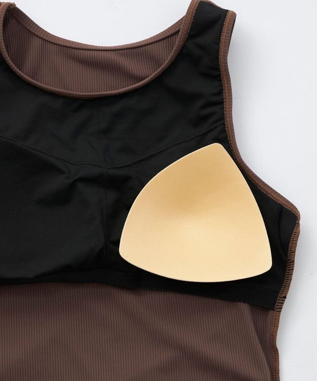 OP／FILA 【ocean pacific】ラッシュガード付き水着4点セット タンキニデザイン ブラウン