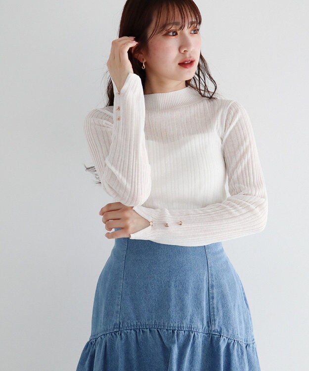 Green Parks ｄａｚｚｌｉｎ　シアーリブニットプルオーバー Gray