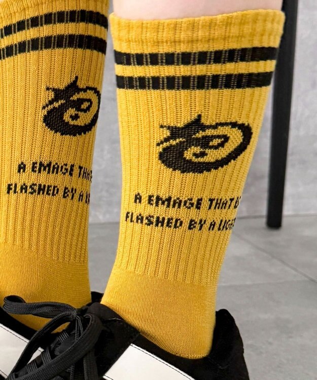 WEGO 2ラインデザインソックス イエロー