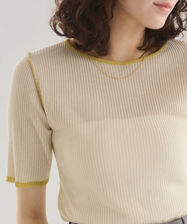WEGO 【ANGIE VINTAGE】配色デザインリブニット ホワイトアイボリー