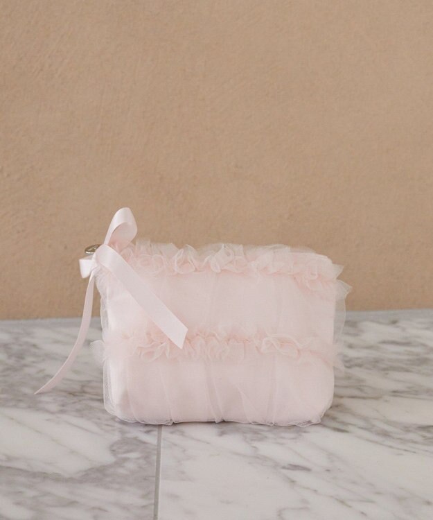 Maison de FLEUR チュールフリルポーチ Pink