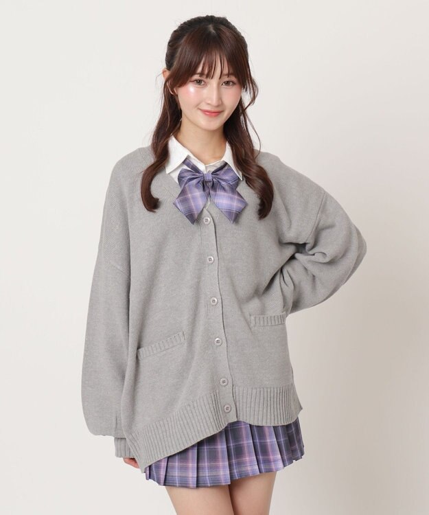 WEGO 【SCHOOLITEM】ニットカーディガン 杢グレー