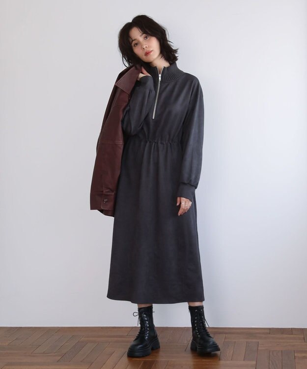 Green Parks ・ＥＬＥＮＣＡＲＥ　ＤＵＥ　スエードポンチワンピース Charcoal Gray