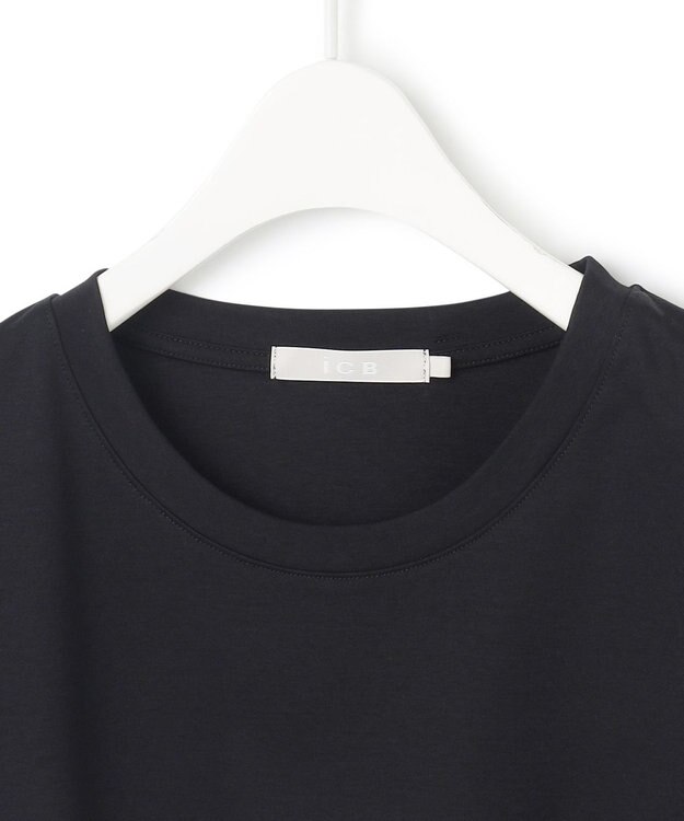 ICB 【洗える】シンプルジャージー クロップドTシャツ ブラック系