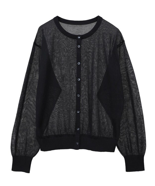 AMERICAN HOLIC シアークルーネックニットカーディガン Black