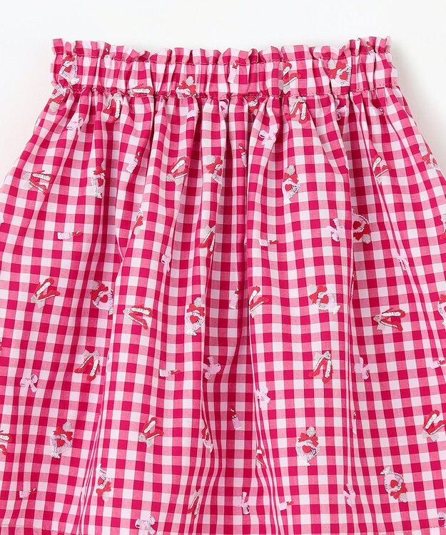 ANY KIDS ギンガム 発泡プリント スカート 赤系チェック