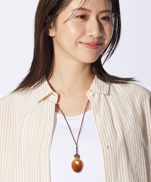 J.PRESS LADIES マーブルカーブ ネックレス ブラウン系