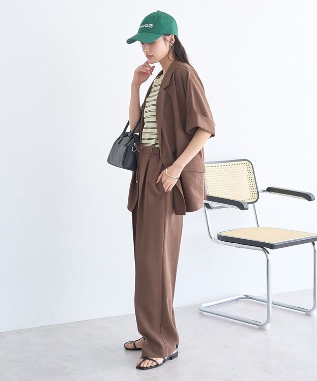 earth music&ecology 【セットアップ対応】リネンライクリラックスパンツ Brown