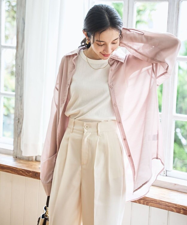 WEGO 【シワになりにくい/手洗い可】シアーBIGシャツ ライトピンク