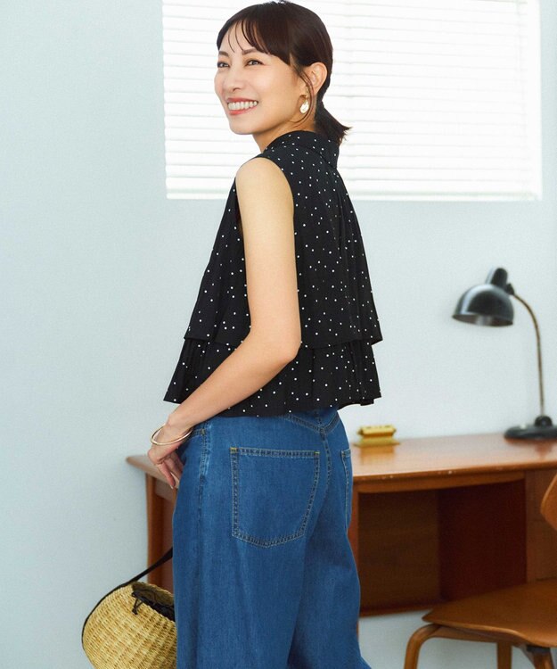 組曲 【入江未悠さんコラボ】ギャザーライトデシンティアード ブラウス モノトーンドット系5