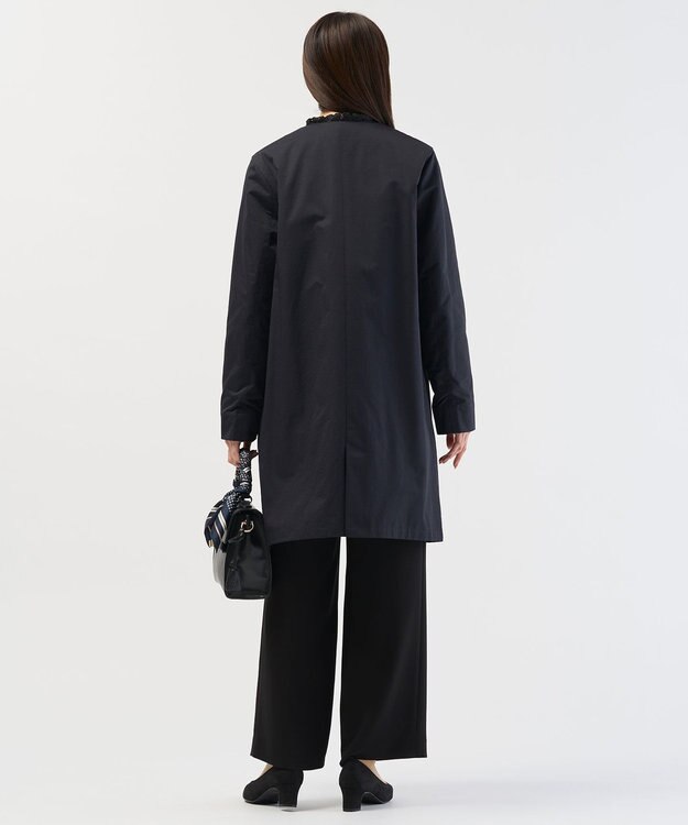 J.PRESS LADIES S 【2way】VINAジェットオックス ノーカラー コート ネイビー系