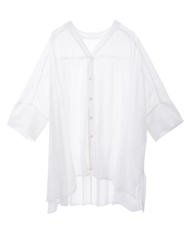 AMERICAN HOLIC 【接触冷感】Ｖネックシアー半袖ＢＩＧシャツ Off White