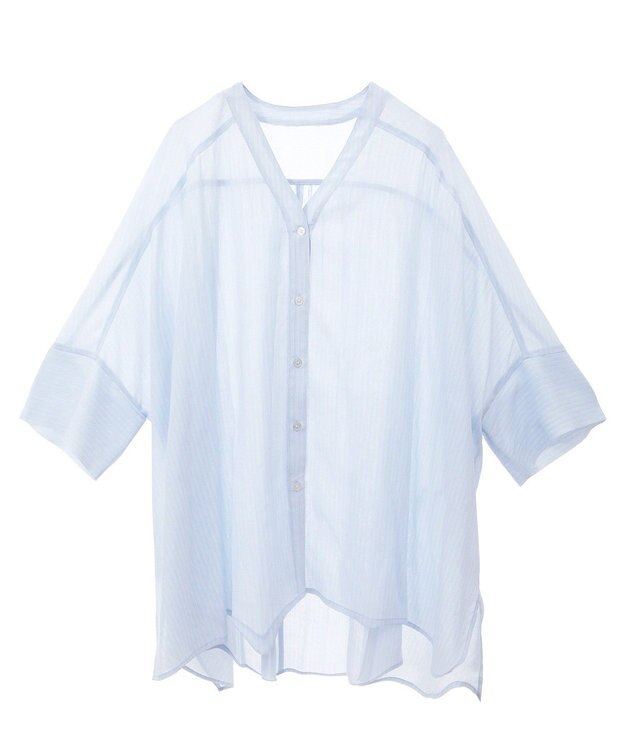 AMERICAN HOLIC 【接触冷感】Ｖネックシアー半袖ＢＩＧシャツ Stripe