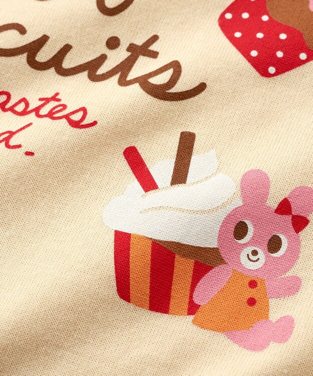 MIKI HOUSE HOT BISCUITS 【80-120cm】 カップケーキ柄 ミニ裏毛 ルームウェア上下セット 赤