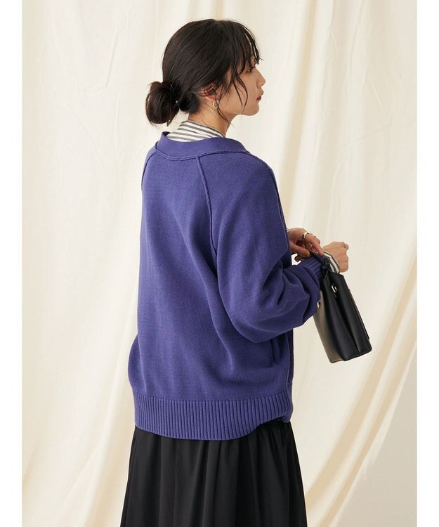 CRAFT STANDARD BOUTIQUE Ｖネックアウトリンキングカーディガン Navy