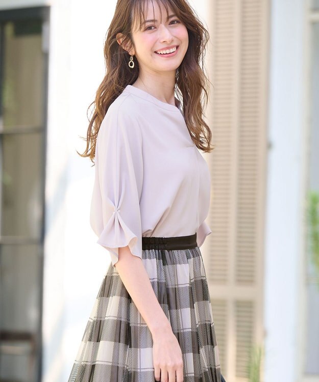 ANY SIS 【洗える】カフリングポイント ブラウス ローズグレー