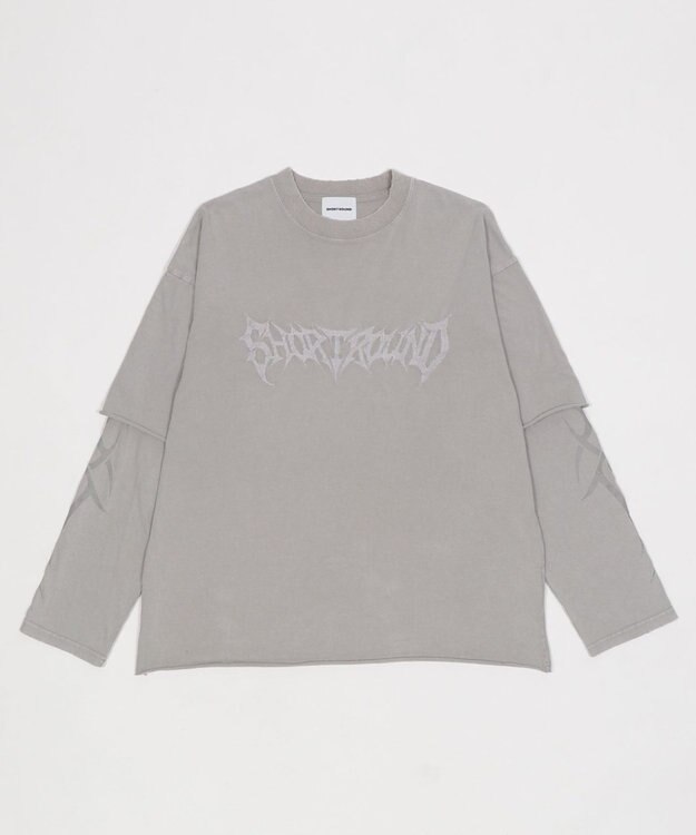 WEGO ブリーチレイヤードグラフィックT（LS） グレー