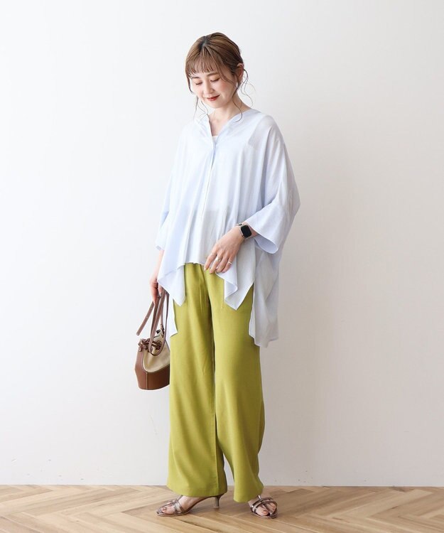 AMERICAN HOLIC 【接触冷感】Ｖネックシアー半袖ＢＩＧシャツ Stripe