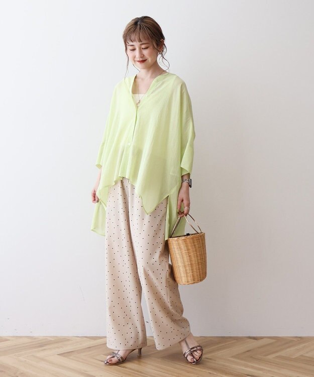 AMERICAN HOLIC 【接触冷感】Ｖネックシアー半袖ＢＩＧシャツ Pistachio