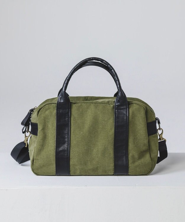 YUSHI EVER - BOSTON SHOULDER ナイロン 本革 ボストンショルダー オリーブ