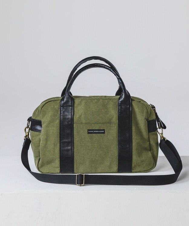 YUSHI EVER - BOSTON SHOULDER ナイロン 本革 ボストンショルダー オリーブ
