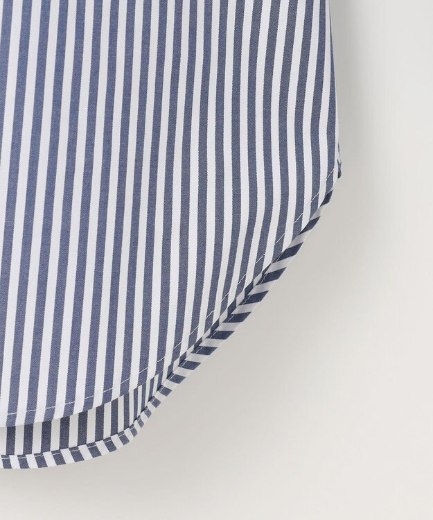 #Newans 【洗濯機可能/シワになりにくい】リボンカフスブラウス ネイビーストライプ