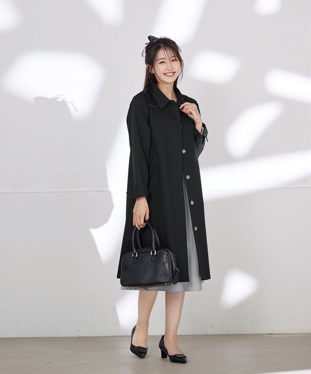 Tiaclasse L 【洗える】ステンカラーコート ブラック