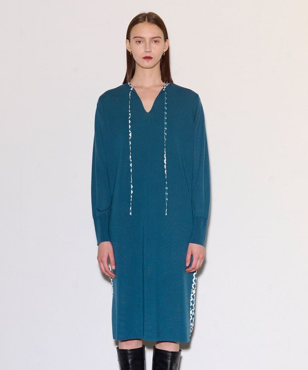 JOSEPH ダイヤゴナルプリント×ニット　ドレス Dark Teal