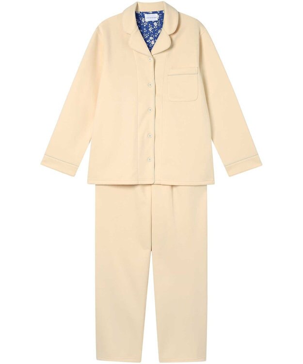 une nana cool 【綿混】ハイゲージダブルエアー 長袖開襟パジャマ MADE WITH LIBERTY FABRIC ナチュラル