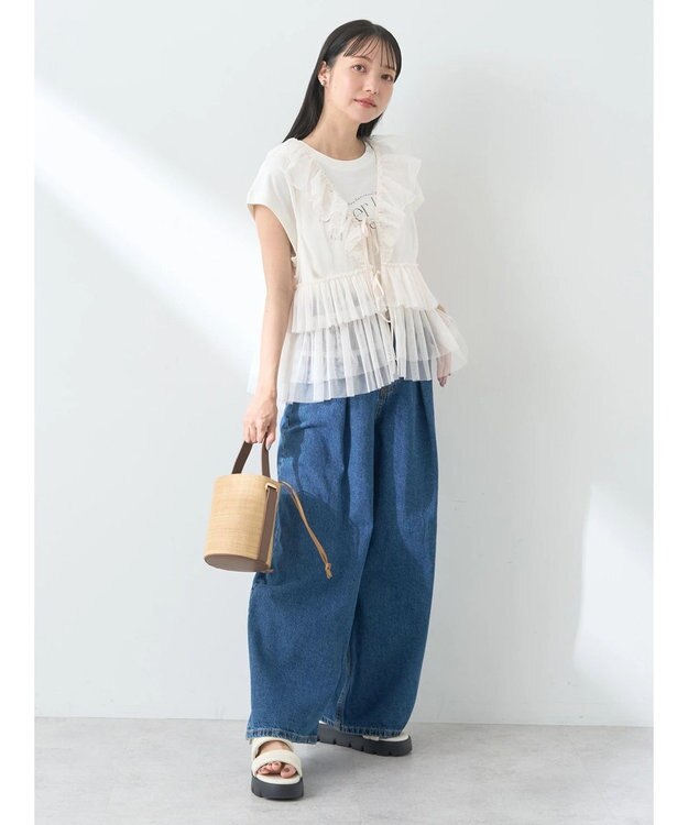 earth music&ecology チュールベスト Ivory