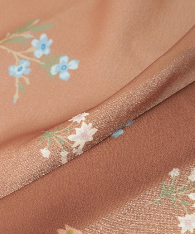 Green Parks フラワーシルキースカーフ Brown