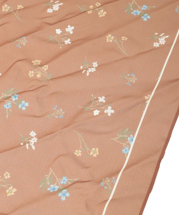 Green Parks フラワーシルキースカーフ Brown