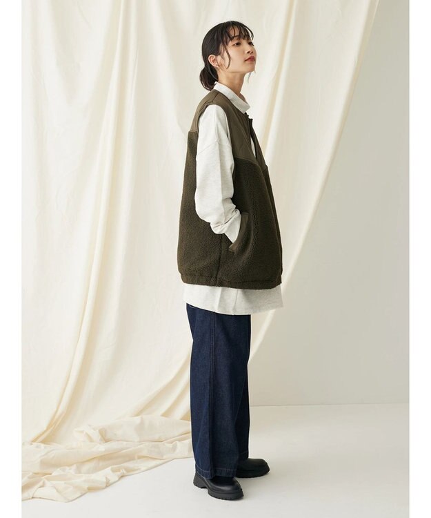 CRAFT STANDARD BOUTIQUE キルティングボア切替ベスト Khaki