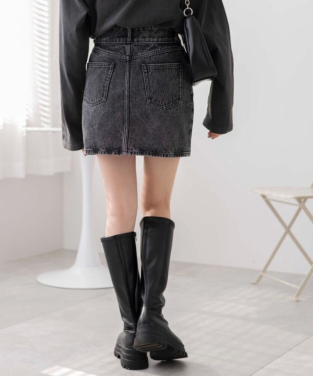 WEGO 台形デニムミニスカート ブラックその他