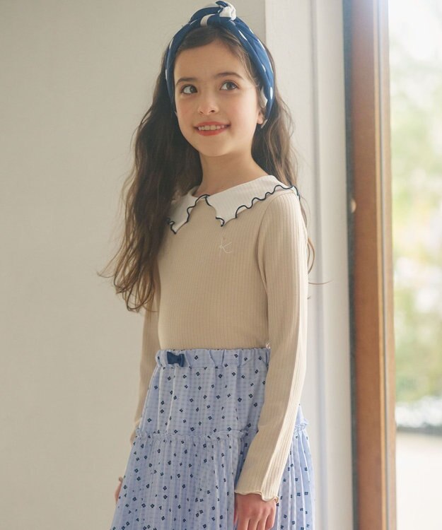 組曲 KIDS 【110-140cm】リブ襟 トップス ベージュ系