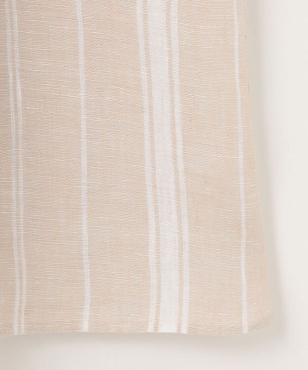 23区 【洗える】LIBECO ティアード スカート ベージュ×ホワイトストライプ