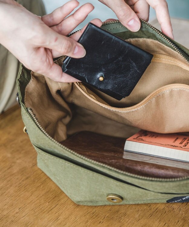 YUSHI EVER - BOSTON SHOULDER ナイロン 本革 ボストンショルダー オリーブ