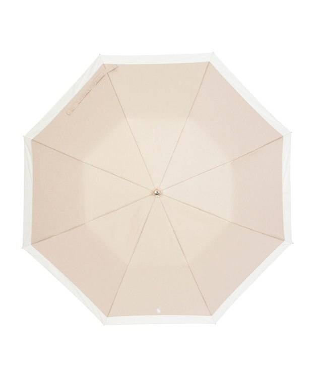 MOONBAT 【WEB限定/遮光率100%/遮熱/UV】POLO RALPH LAUREN（ポロ ラルフローレン）晴雨兼用日傘 ポロポニー ワンポイント刺繍  バイカラー 折りたたみ傘 楽折 ベージュ×オフ