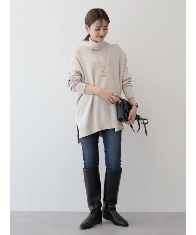 AMERICAN HOLIC バイパチタートルネックニットプルオーバー Gray Beige