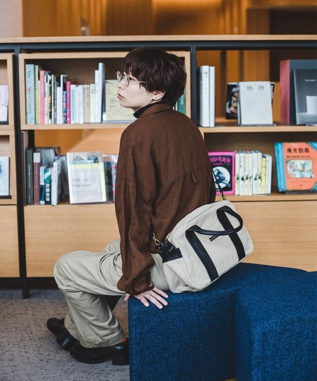 YUSHI EVER - BOSTON SHOULDER ナイロン 本革 ボストンショルダー ベージュ