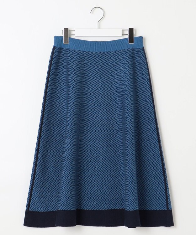 自由区 【WEB限定・マルチウェイ・洗える】ヘリンボーン柄リバーシブルニット セットアップ ネイビー×ブルー柄