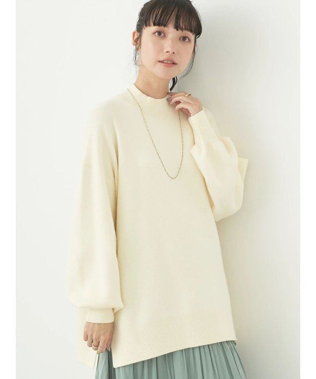 earth music&ecology やわらかタッチハイネックチュニック Ivory