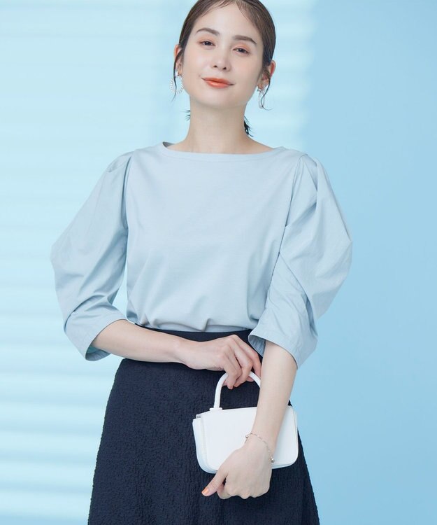 組曲 L 【接触冷感】コンビネーションポンチデザイン カットソー クリームミント系